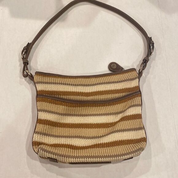 The SAK Purse Brown Knit Stripe Adjustable Shoulder Strap Multi Pockets - Picture 1 of 15